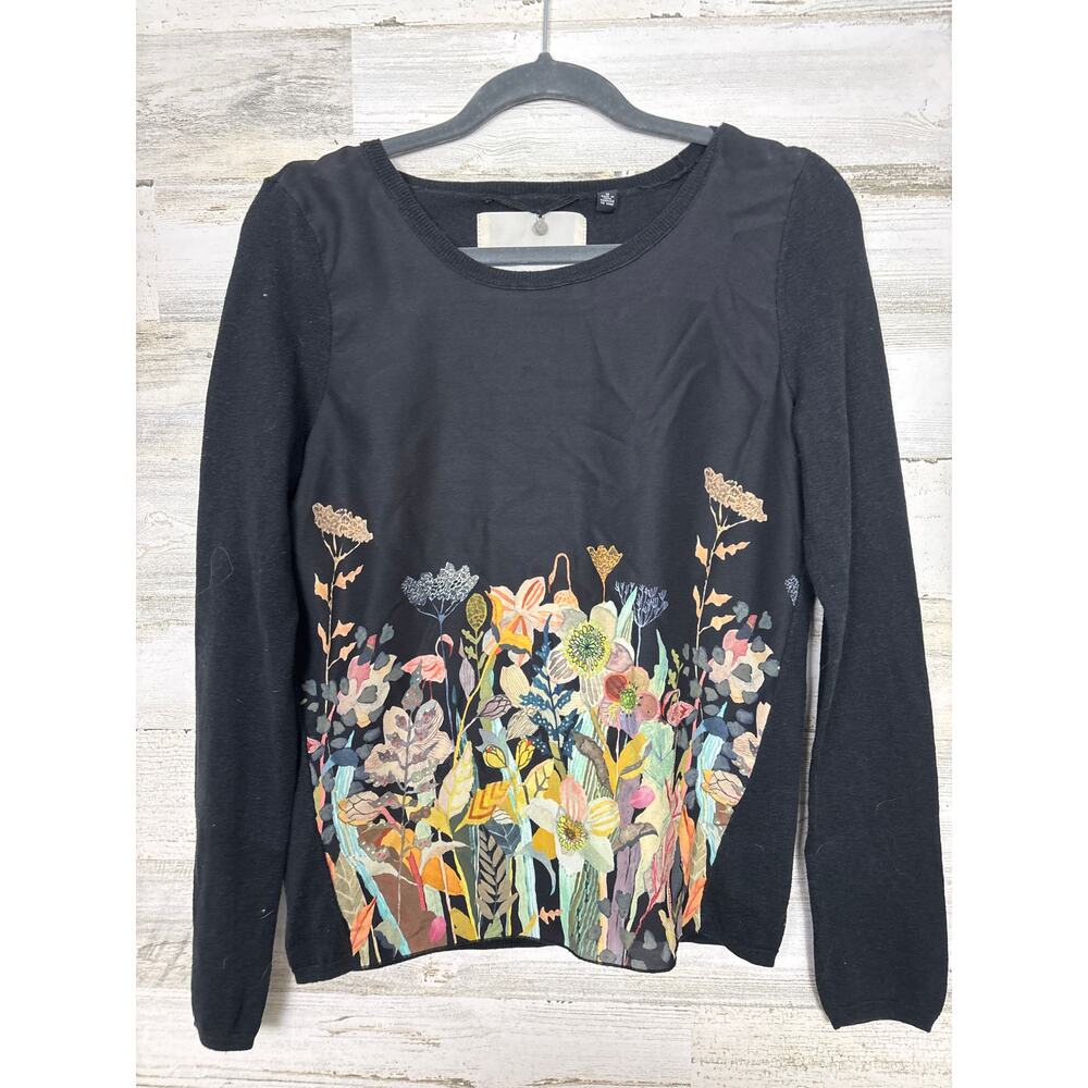 Anthropologie Black Floral Garden Blouse